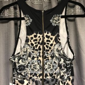 WAYF Calf Length Floral Animal Print Pencil Dress